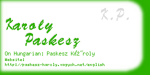 karoly paskesz business card